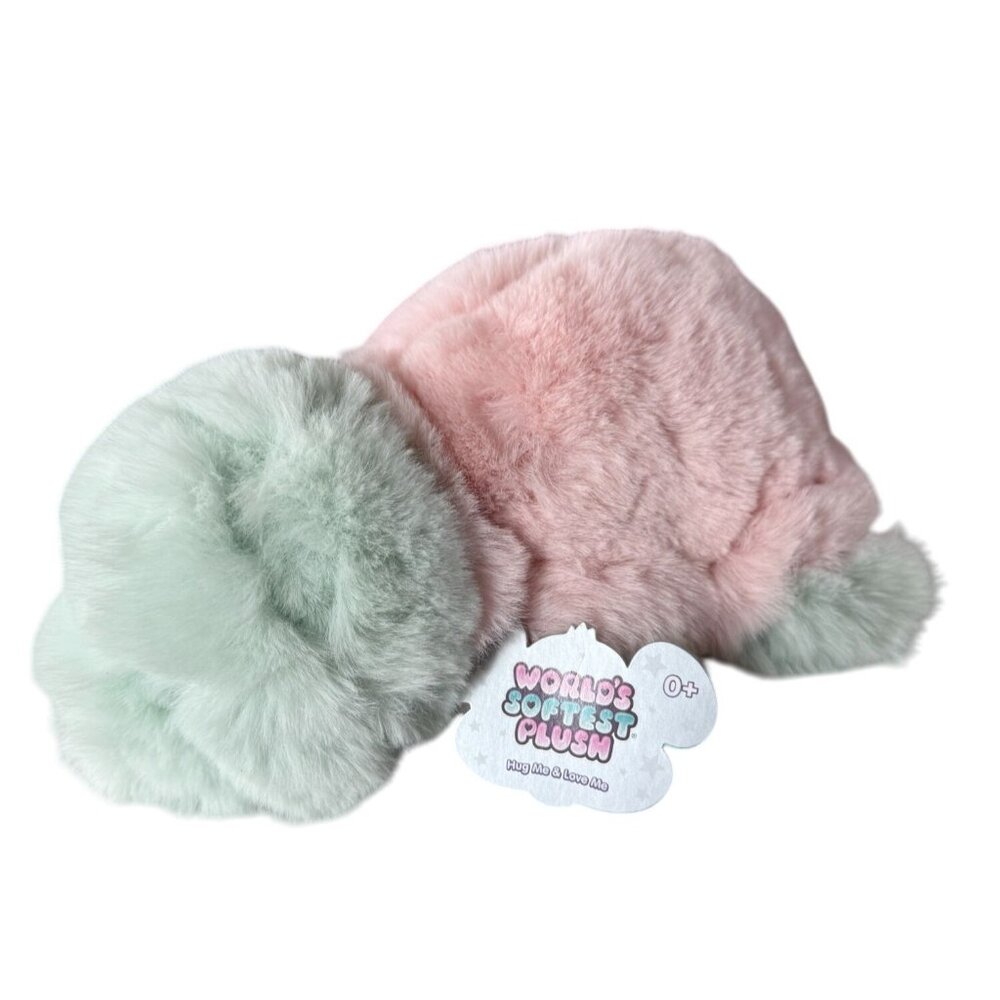 World's Softest Plush Turtle Huggee 11 inches Green Pink NWT Cuddly Lovey